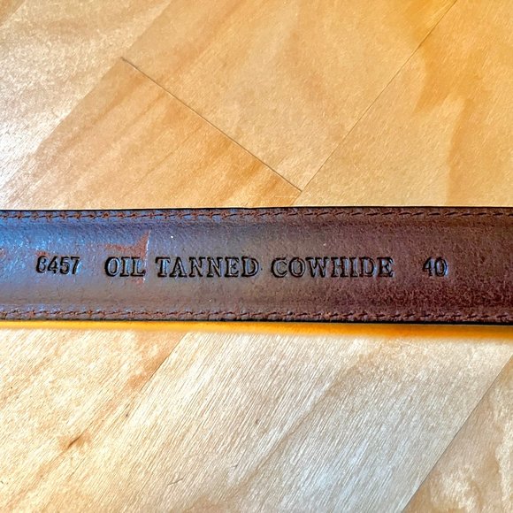 Oil Tanned Cowhide Leather Belt Dark Brown (40) - Picture 2 of 4